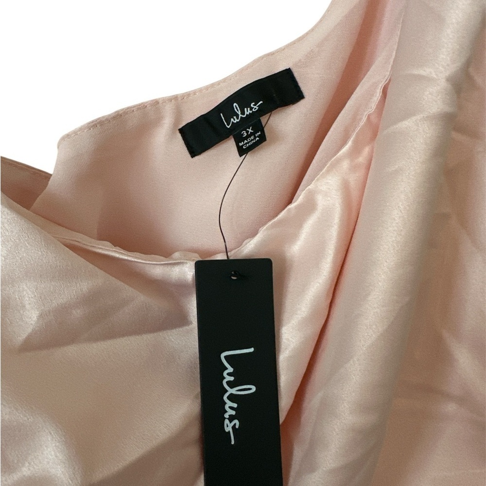 Lulus Dreaming of Elegance Blush Pink Satin One-Shoulder size 3X NWT - Picture 4 of 4